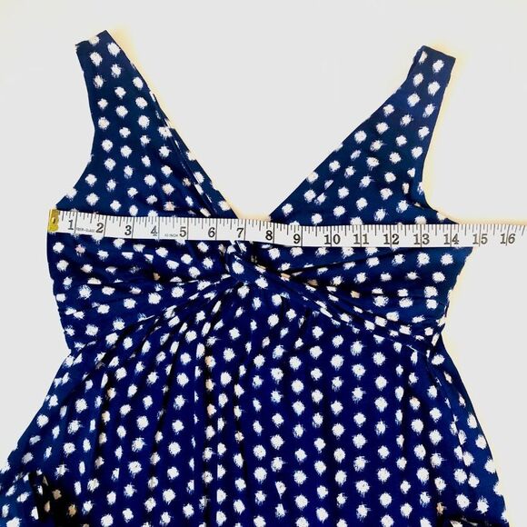 Merona Dress XS Polka- Dot Blue & White Empire Waist Retro Boho - Picture 9 of 12